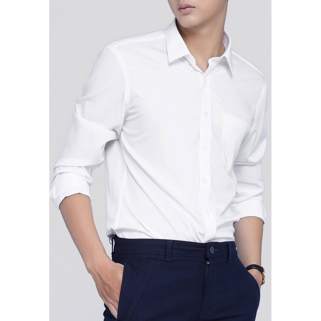 Mua Áo sơ mi nam trắng dài tay công sở cao cấp chất lụa Hamino form slimfit  ôm dáng thời trang Hàn Quốc màu trắng đen hàng VNXK áo sơ mi nam